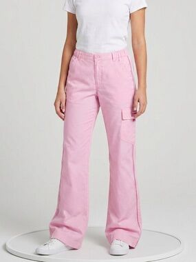 Metro Pink Wide-Leg Cargo Pants